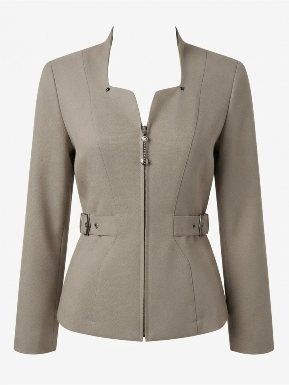 Vintage Tony La Marca France Jacket 38 Padded Shoulder Zip Buckle 80s 90s